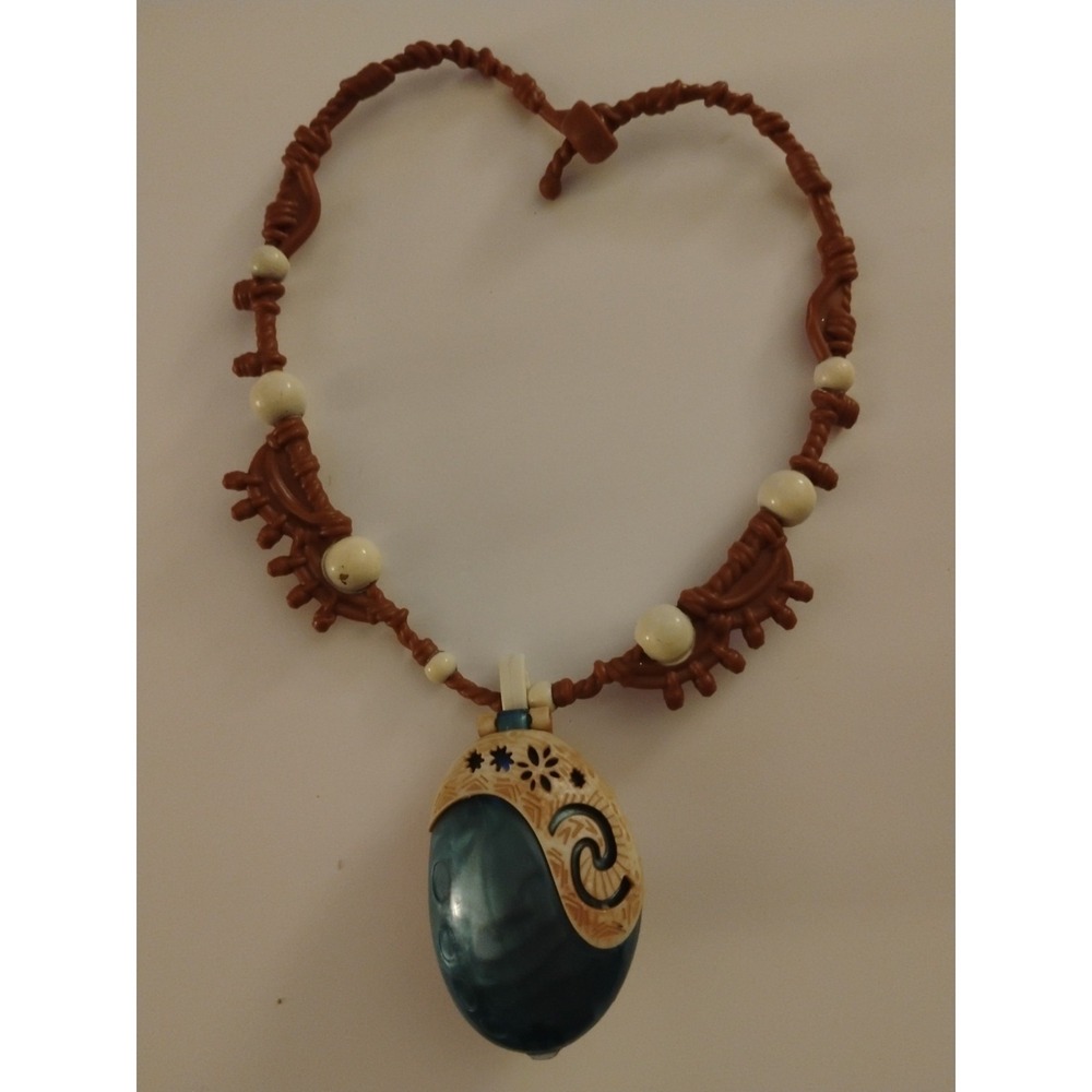 Disney Moana Heart of Te Fiti Light Up Necklace Toy Brown Blue Pendant Broken
